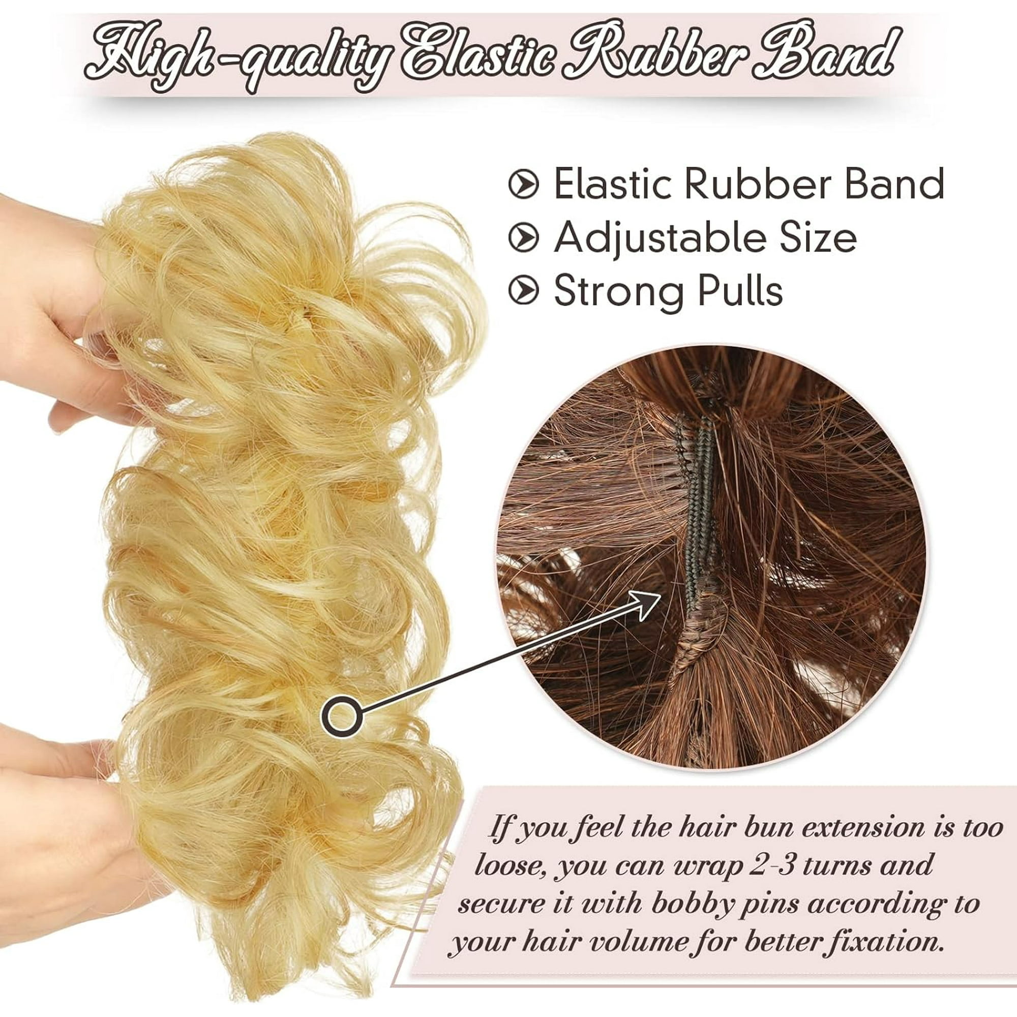 HAHDAXIA Messy Bun Hair Piece 100 Human Hair Messy Rose Bun Hair Buns Hair Piece for Women Real Hair Scrunchies Updo Hair Pieces Bun Extension Ponytail Messy Hair Bun Blonde Mixed