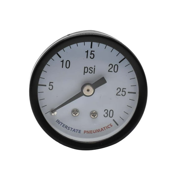 Interstate Pneumatics G2101-030 Pressure Gauge 0-30 psi 1-1/2" Diameter 1/8" NPT Rear Mount