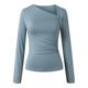 thumbnail image 4 of Top de punto de manga larga con escote asimétrico para mujer - Corte ajustado, diseño acanalado - Ropa informal/de fiesta - Mezcla de poliéster y spandex - Tallas S-XL, 4 of 7