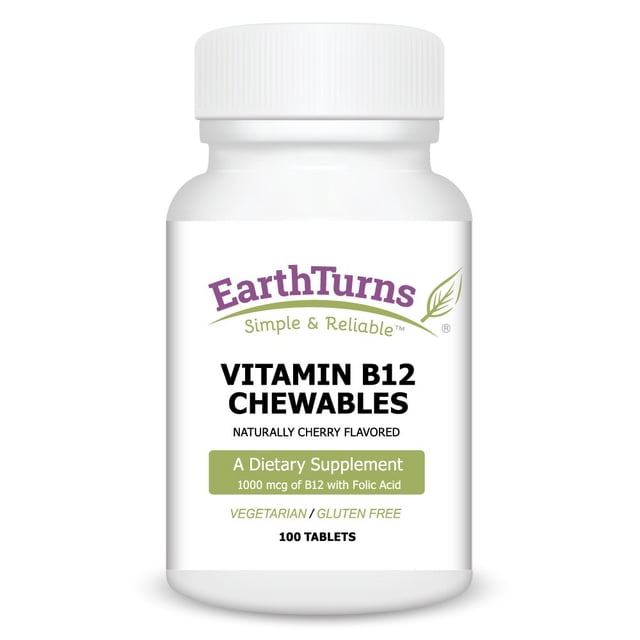 EarthTurns Vitamin B12 (1,000 mcg and Folic Acid 100 mcg) Supplement