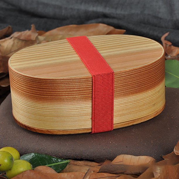 Lunch Box Brown Wooden Picnic Lunchbox Food Container Ecofriendly Wood