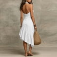 thumbnail image 6 of QUNYINEY Sleeveless Women Summer Dresses 2026 White A Line Midi Halter Sundress V Neck Loose Fit Ruffle Dresses, 6 of 6