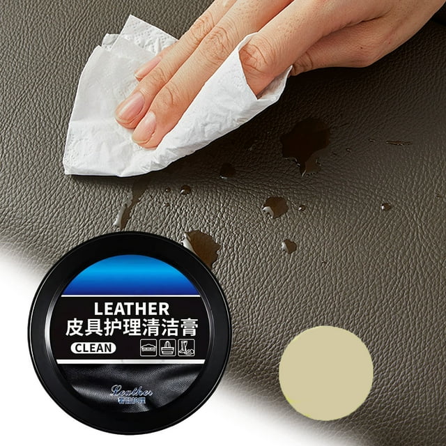 Crema limpiadora y acondicionadora para cuero – Quitamanchas multiusos para interiores de coches, muebles, zapatos, bolsas – Reparaciones, restauraciones, protecciones – 1x crema, 1x esponja incluida