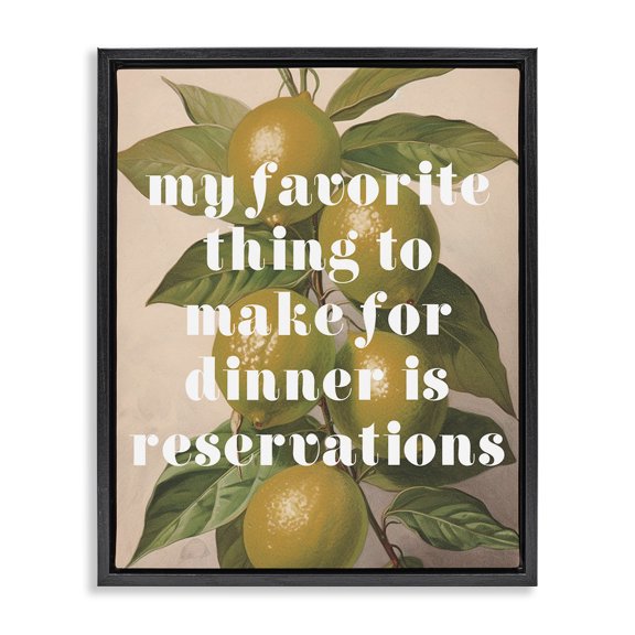 Stupell Industries Shabby Chic Funny Dinner Reservations Black Floating Frame Canvas Art, 17 x 21, by Lil' Rue