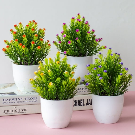 Visland Green Bonsai Artificial Potted Plant Fake Flowers Tree Potted Ornament Home Garden Office Desk Decor