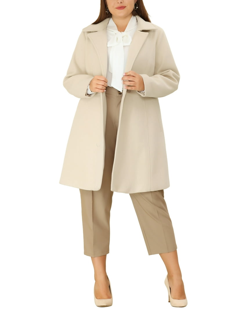 Unique Bargains Women's Plus Single Breasted Cinched Waist Winter