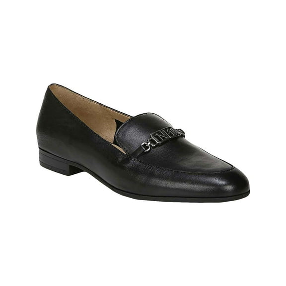 Naturalizer Womens Jones Leather Slip On Loafers Black 6 Wide (C,D,W)