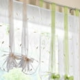 thumbnail image 4 of 1 Panel Floral Embroidered Sheer Roman Tie Up Curtains Shades Tab Top Balloon Curtain Voile Drape Bowknot Drapery Valance Panels for Small Windows 55"x55", 4 of 6