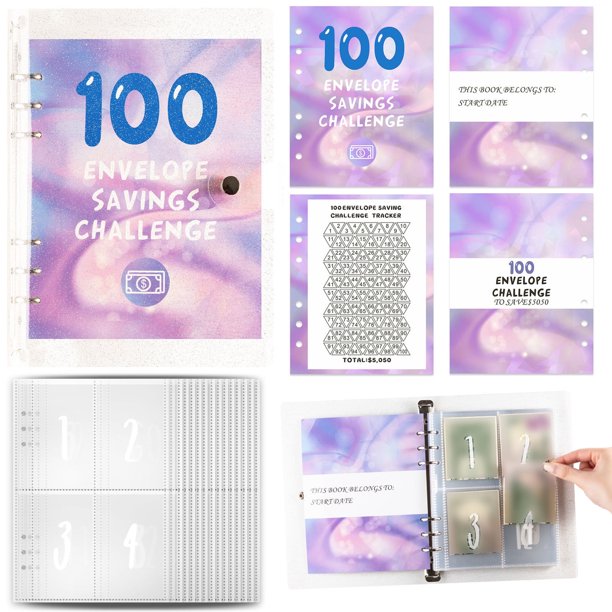 Carpeta de 100 sobres Txmfgh: un libro fácil y divertido para ahorrar dinero con sobres para presupuestos y planificación financiera familiar.