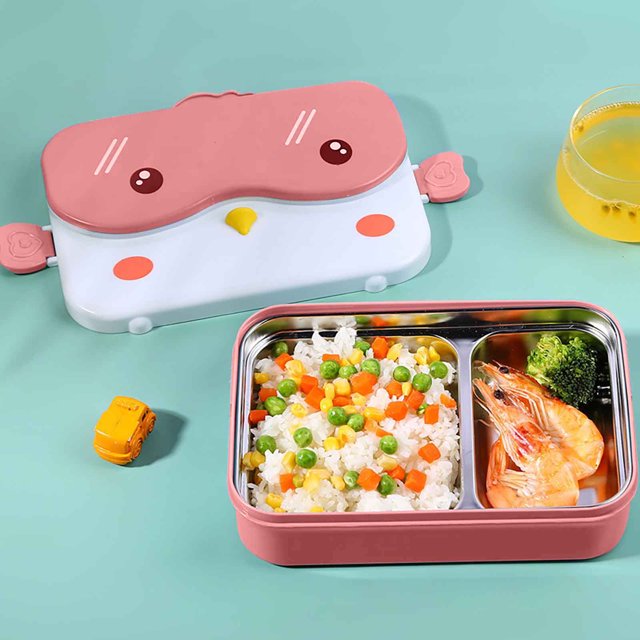 TIMIFIS Bento Box School Supplies Cartoon Stainless Steel Insulation Lunch Box Square Compartment Lunch Box Student Insulation Lunch Box Insulation Box