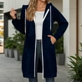 thumbnail image 2 of Fall Clothes Long Hoodies for Women Zip Up Double Zipper Fleece Jacket Tunic Sweatshirts Winter Fashion Clothes 2025 Oversized Knee Length Sweatshirt Womens Casual Long Zip Up Hoodie Plus Size Black, 2 of 6