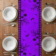 thumbnail image 6 of Halloween Table Runner - 108 Inch Long, Kitchen Dining Table Runner Dresser Scarves, Moon Bat Castle Bat Plaid Black Purple Pink Farmhouse Decor for Coffee Tables Wedding Party Banquet, 6 of 8