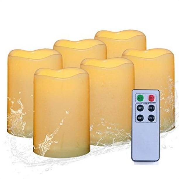 AMAGIC Pack of 6 Flameless Outdoor Led Candles with Remote Timer