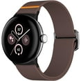 thumbnail image 3 of KOMI 2Pack Compatible with Google Pixel Watch 3 Bands 45mm, Washable Elastic Nylon Sport Replacement Strap for Google Pixel Watch 3 45mm Band Women Men, Black,Coffee, 3 of 7