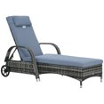 thumbnail image 1 of Outsunny Wicker Chaise Lounge, Outdoor Lounge Chair, Mixed Grey and Grey, 1 of 10