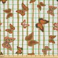 thumbnail image 2 of Ambesonne Butterflies Fabric by the Yard Microfiber, Stripes Flies Layout, 5 Yards, White Amber Pale Redwood, 2 of 2