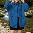 thumbnail image 5 of Husipze Women Rain Jackets Casual Zip Up Hooded Windbreaker Lightweight Portable Waterproof Raincoat Hiking Travel Jackets with Pockets Blue XL, 5 of 7