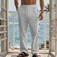 thumbnail image 4 of CONZONE Mens Baggy Pants Wide Leg Pants With Side Buttons Design Trendy Elastic Waist Solid Color Soft Casual Joggers With Pocket, 4 of 7
