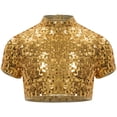 thumbnail image 3 of TiaoBug Kids Girls Shiny Sequined Crop Top Club Party Disco Shirt Jazz Hip-hop Dance Costume Gold 6, 3 of 7