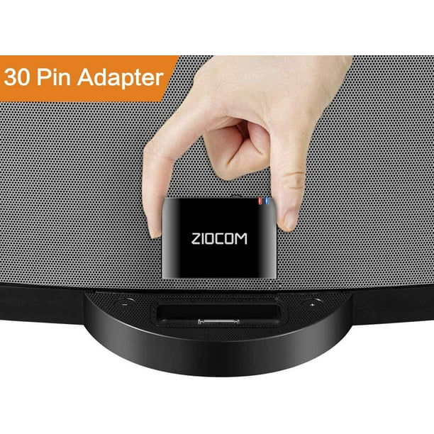 ZIOCOM 30 Pin Bluetooth Adapter Receiver para iPhone iPod Bose SoundDock y otros altavoces Dock de 30 pines con cable auxiliar de 3,5 mm (no para coches y motocicletas), Negro