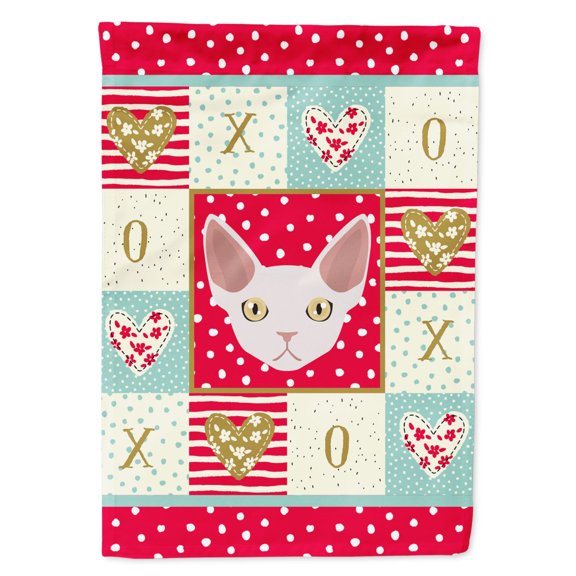 Carolines Treasures CK5110CHF Devon Rex Cat Love Flag Canvas House Size Large multicolor