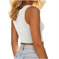 thumbnail image 4 of Smupbvky Going Out Tank Tops for Women Crew Neck Cropped Knit Vest Casual Sleeveless Summer Layering Basic T Shirt (S, White), 4 of 7