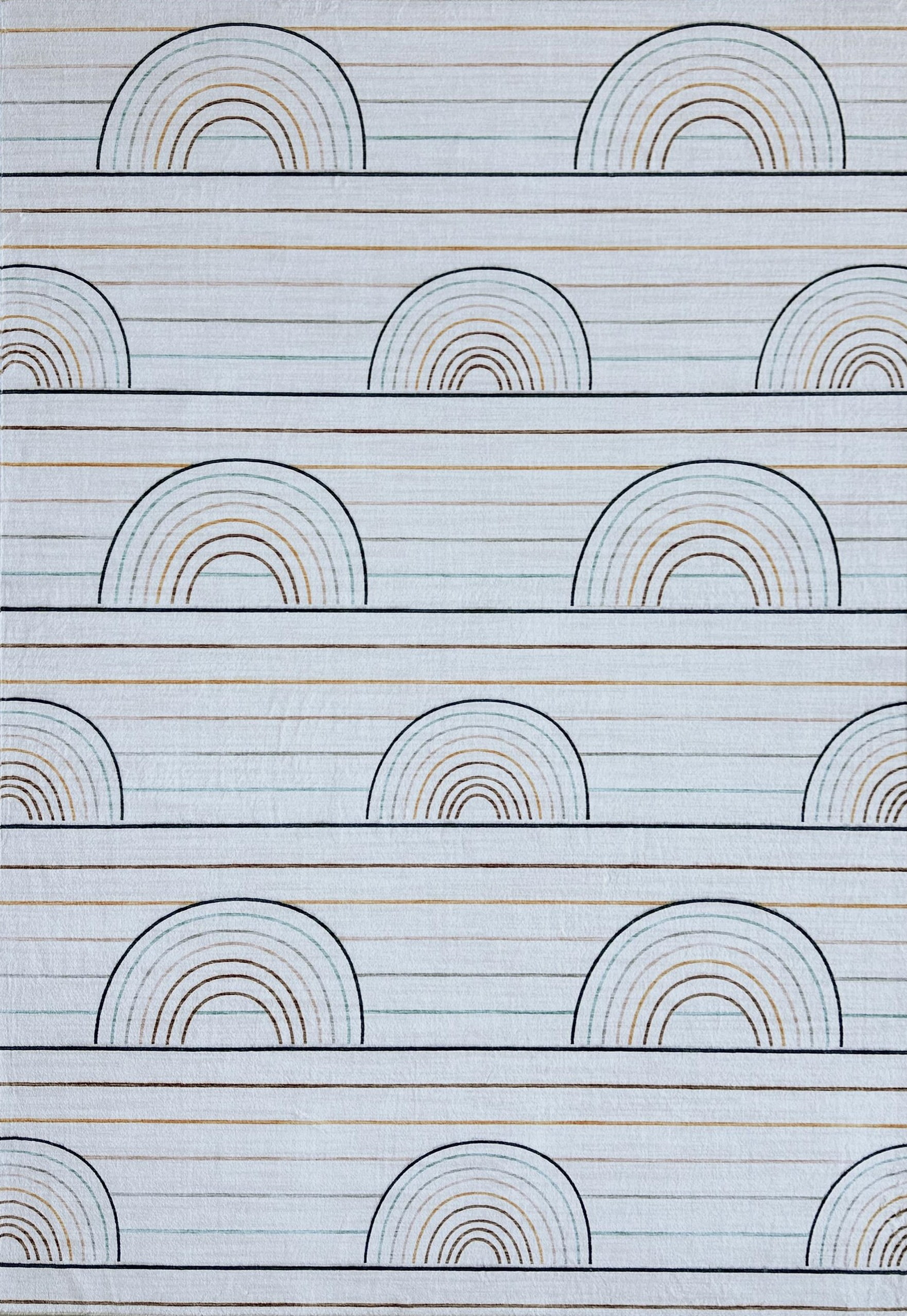 Tapis Branch Soft Steps Playtime a rayures colorees arc-en-ciel, bleu et rose - Garçons et filles dans la salle de jeux, la chambre d'enfant, la chambre