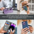 thumbnail image 6 of Nalacover for iPhone 14 Pro Max Flip Wallet Case,Stylish 360 Protection Synthetic Leather Soft TPU Flexible Magnetic RFID Kickstand Card Slots Shockproof Anti-Scratch with Wrist Strap Cover.Purple, 6 of 9