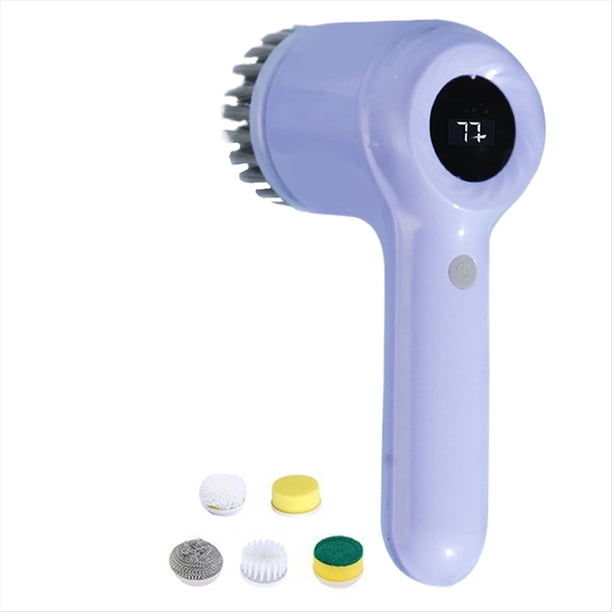 Fregador Eléctrico con 5 Cabezales, Cepillo para Platos y Baño, para de Cocina, Ducha y Azulejos, .