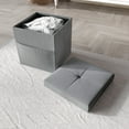 thumbnail image 3 of Home Design Chico 12" Tufted Upholstered Folding Storage Bench with Deep Cushion and Front Pocket, Multi-Purpose Rectangular Design for Bedroom, Entryway, or Living Room, Dark Gray, 3 of 10