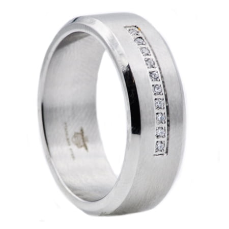Mens Stainless Steel Ring With Cubic Zirconia