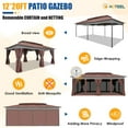 thumbnail image 4 of SANOPY 12'x20' Gazebo Pavilions Patio Outdoor Gazebo Canopy Tent with Netting Heavy Duty Gazebos Shelter with Metal Steel for Patio, Party, Backyard, Deck, Garden, Tailgate, Brown, 4 of 14