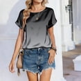 thumbnail image 5 of JoveMarine Women's Loose Fit Short Sleeve Top with Gradient Print Round Neck Casual Blouse Relaxed Summer Top for Daily Wear Gray L, 5 of 7
