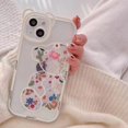 thumbnail image 1 of Carcasa De Cadena Compatible Para iPhone 14 Pro Max 13 12 11 X Xr Xs SE 2020 Flor Azul Gris Funda Para Teléfono Orejas De Oso Lente Todo Incluido De Silicona Transparente Trasera, 1 of 4