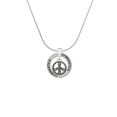 thumbnail image 2 of Delight Jewelry Silvertone Beaded Peace Sign Gymnastics Ring Charm Necklace, 18", 2 of 4