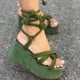thumbnail image 1 of Zapatos de mujer de verano para mujer Sandalias de cuerda de cáñamo cruzadas con talón inclinado de fondo plano Wmkox8yii sa4558, 1 of 4