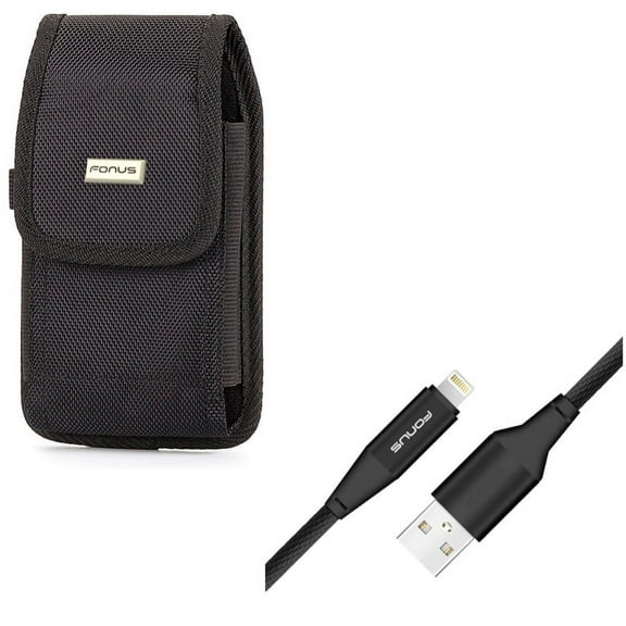 Case Belt Clip w 6ft USB Cable for iPhone XR - Swivel Holster Rugged Cover Pouch, Charger Cord Power Wire Braided Long Compatible With iPhone XR