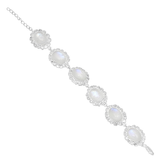 4.00 CTW Natural Diamond Polki Moonstone Chain Bracelet 925 Sterling Silver Women Jewelry