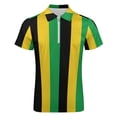 thumbnail image 4 of Black Yellow Green Stripes Men Zipper T-shirt Summer Casual Short Sleeve T-shirt Top, 4 of 7