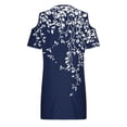 thumbnail image 4 of QUNYINEY Cold Shoulder Casual Dresses for Women Floral Summer Short Sleeve Mini Shift Dress Loose Fit V Neck Vacation Beach Blue Dresses, 4 of 6