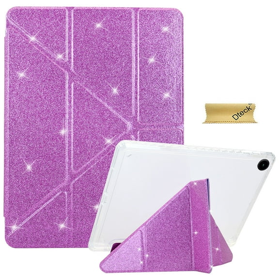 Dteck for Samsung Galaxy Tab A9 Plus 5G Case with S Pen Holder, Sparkly Glitter Trifold Stand Leather Cover with Clear TPU Back for Samsung Galaxy Tablet A9  11 Inch 2023 (SM-X210/X216/X218),Purple
