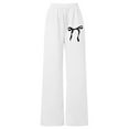 thumbnail image 7 of Lenpel Girls' Wide Leg Sweatpants Children Casual Elastic Waist Drawstring Bowknot Printed Athletic Pants Baggy Jogger Pants(White,14-15 Years), 7 of 7