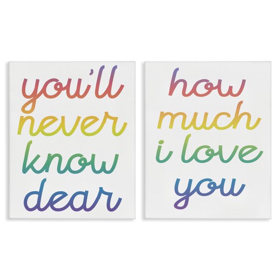 Stupell Industries Contemporary Rainbow How Much I Love You 2pc Canvas Art Set, 16 x 20 each, by Lil' Rue
