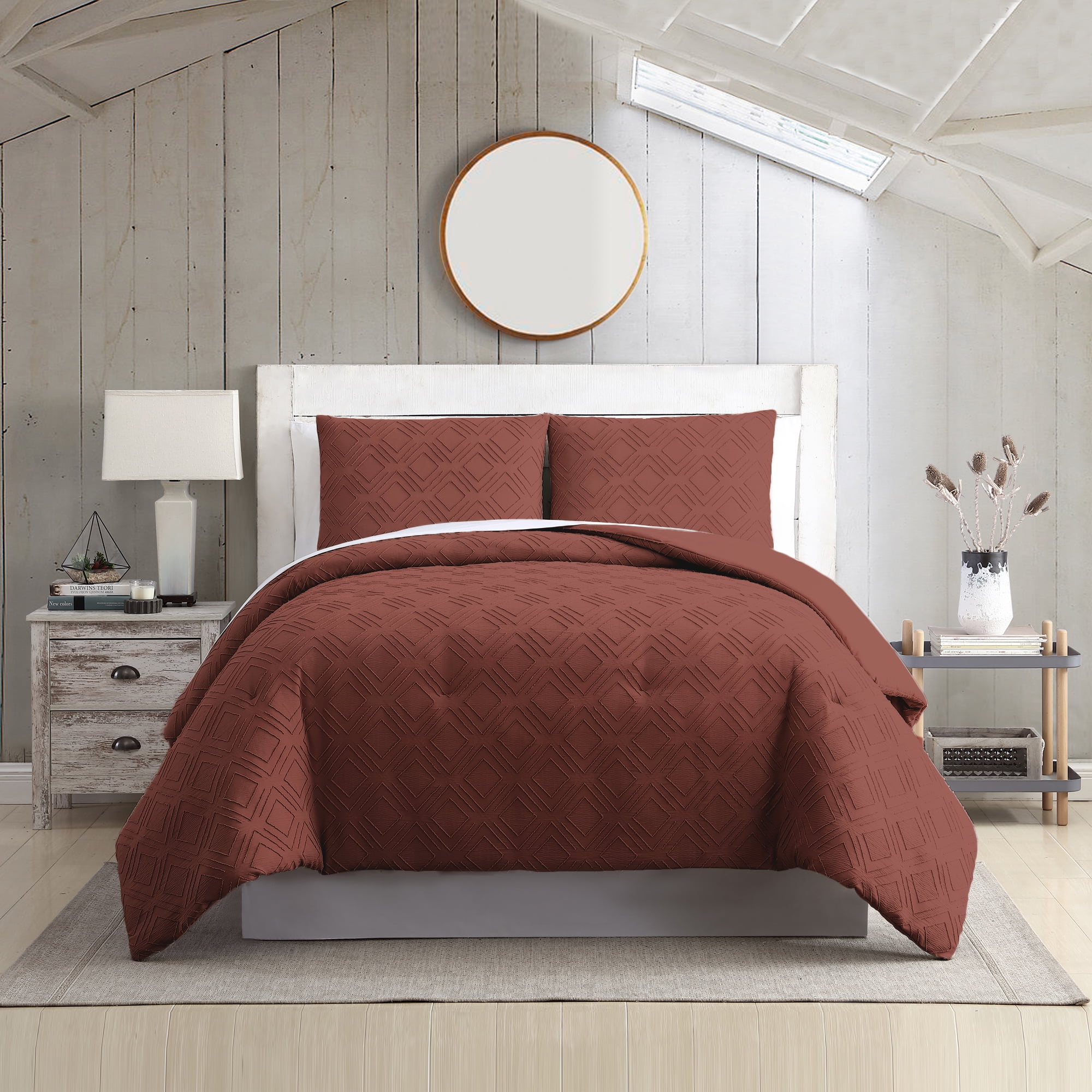 Modern Threads Ethos 3-Piece Adult Comforter Set, Brick Red, Queen