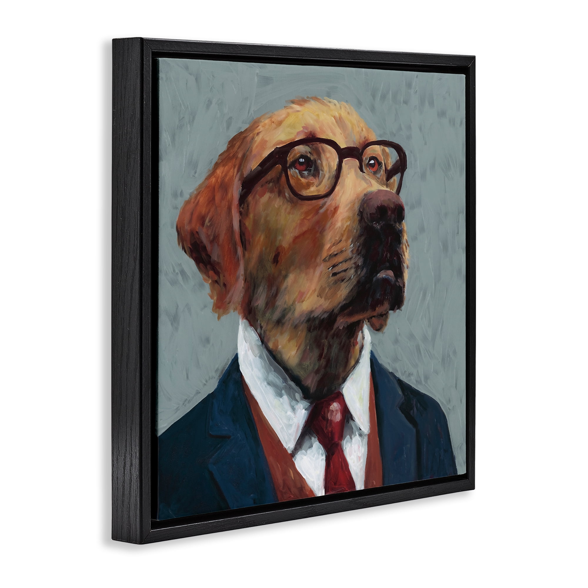 Stupell Industries Bark Kent Portrait Black Framed Floater Canvas Wall Art, design by Studio Bautista