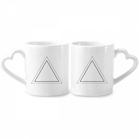 

Triangle Totem Pattern Geometry Couple Porcelain Mug Set Cerac Lover Cup Heart Handle