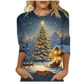 thumbnail image 2 of LEKWK Vneck Christmas Shirts for Women Xmas Tree Crew Neck 3/4 Sleeve Tops Christmas Womens Graphic Shirts Vintage Ugly Christmas Women Tshirts, 2 of 5