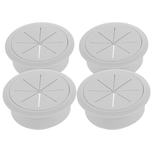 Luxshiny office desk wire hole grommet 4Pcs White ABS Plastic Round for Study Table Management
