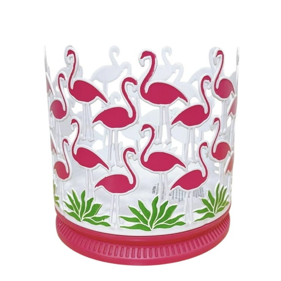 Candle Holder Compatible with Bath and Body Works and White Barn 3-Wick Candles - (Candle NOT Included) - Flamingo Flock