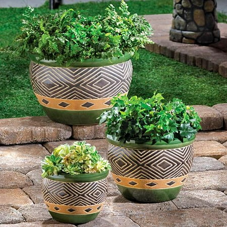 Zingz & Thingz Set of 3 Various Size Jade Ceramic Flower Planters